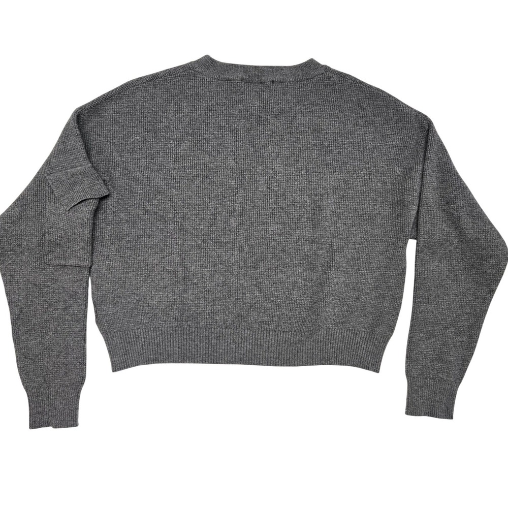 Sage‎ + Stone Women Charcoal Grey Waffle Knit Cropped Cargo Pocket Sweater S - Picture 3 of 8